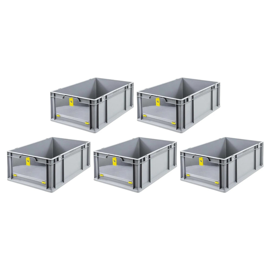 PROREGAL SparSet 5x Eurobox NextGen Insight Cover Eurobehälter mit verstärkten Wänden, Gelb, H x B x T: 22 x 40 x 60 cm, 44 Liter - Bild 2