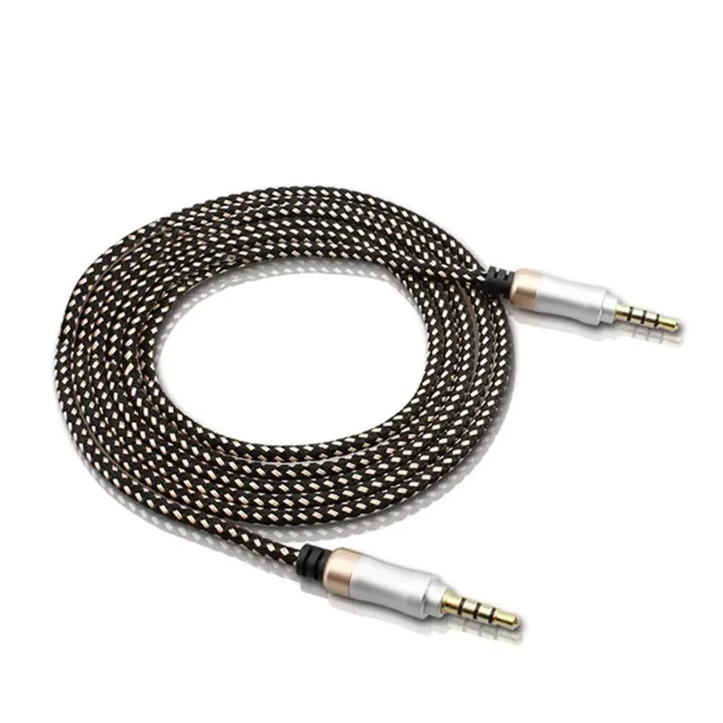 HEDANP 3,5 mm Audiokabel 4-polig mit geflochtenem Stecker, Länge: 1,5 m, Schwarz/Orange - Bild 4