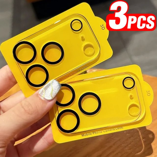 3er-Set Gehärtete Glas-Kameralinsen-Schutzfolien für Apple iPhone 17 Pro Max, 17E Air, 16E, 15 Pro Max, 14, 13 in Transparent HD Klar - Bild 1