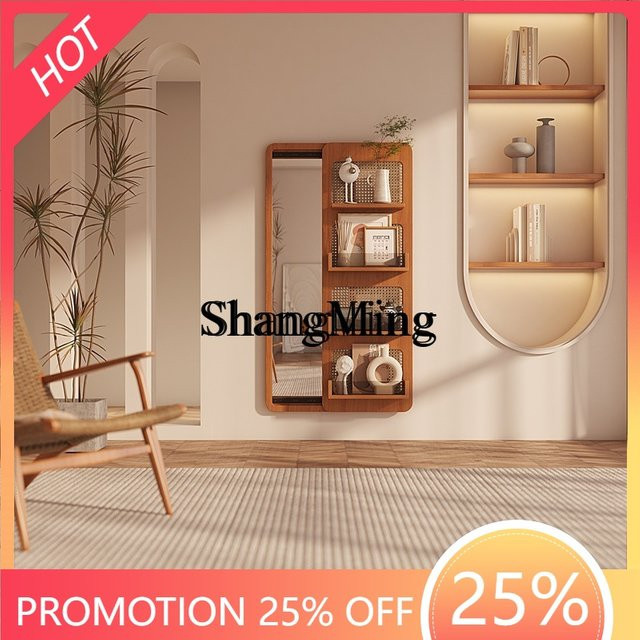 CL Home Wandmontierter Ganzkörperspiegel aus Massivholz in Braun, Modernes Design für das Schlafzimmer - Bild 1