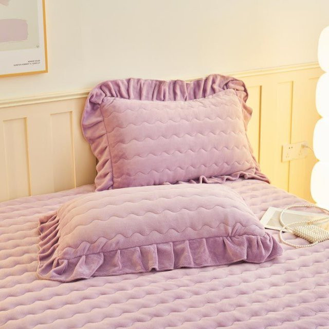 WTEMPO Milchsamtkissenbezug im Prinzessinnenstil, 2er-Set, Farbe: Pink, B: 48 cm, H: 74 cm - Bild 1