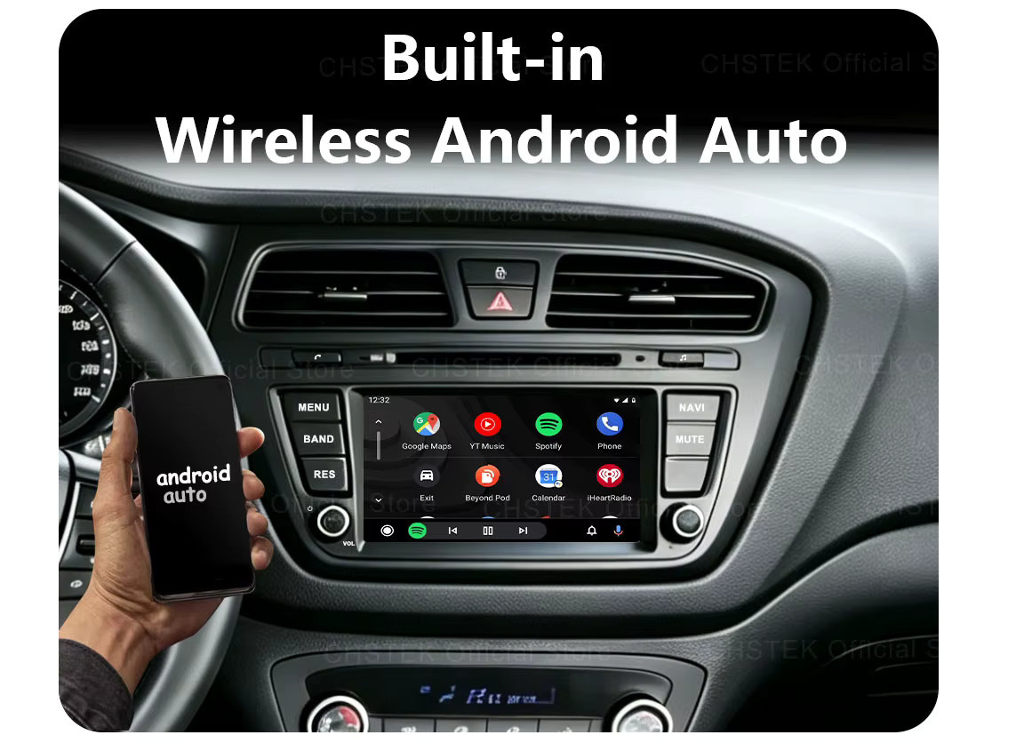 CHSTEK Android 14 Multimedia-Autoradio mit Carplay, GPS, WIFI, 4G und Bluetooth für Hyundai I20 II GB Elite (2014-2018), Schwarz - Bild 4