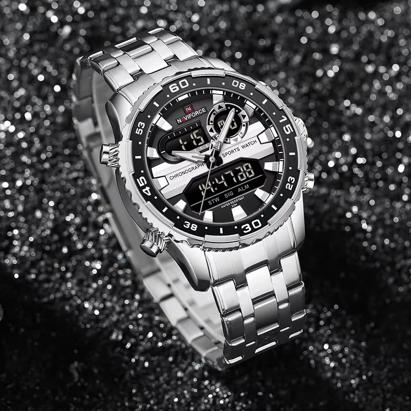 NAVIFORCE Armbanduhr, Analog-Digital, Quarz, Edelstahl, Herren, Silber - Bild 5