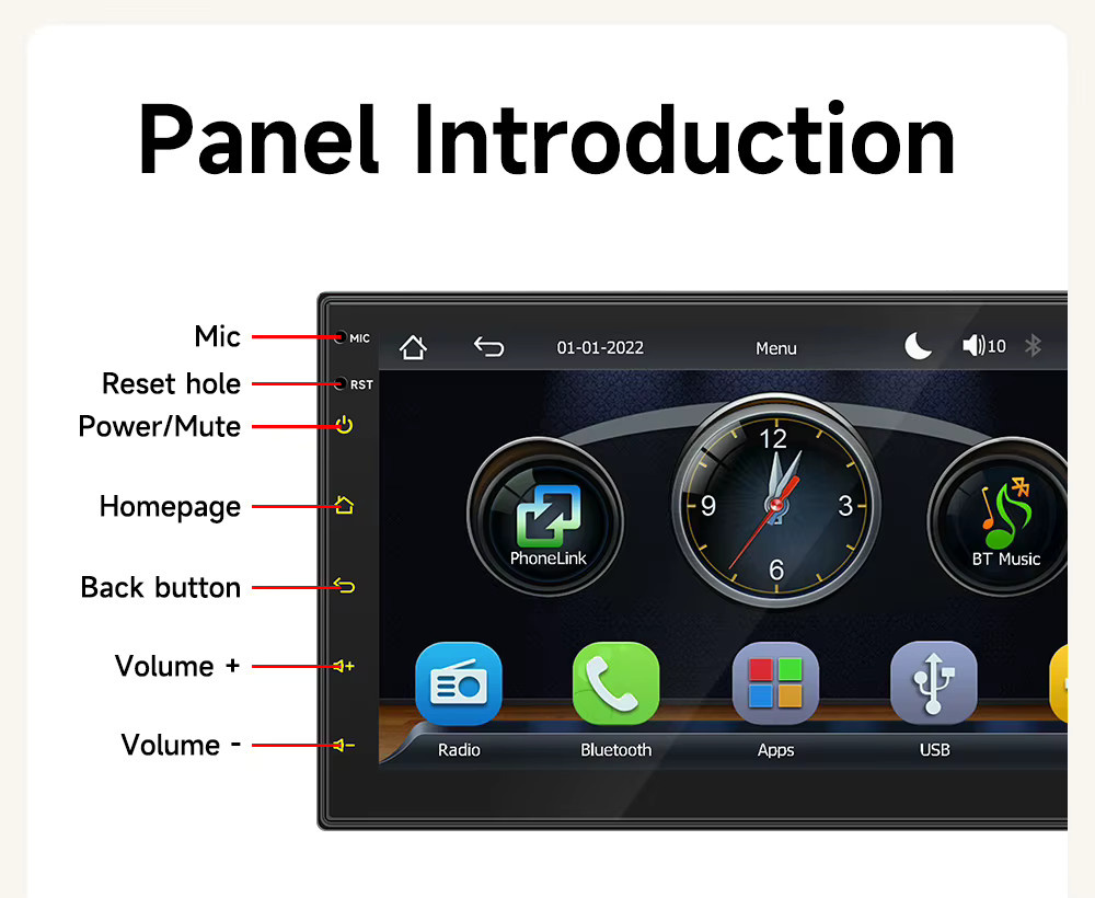 BQCC 7 Zoll Autoradio 2DIN MP5-Player mit HD Touchscreen, Bluetooth und Mirror Link - Bild 2
