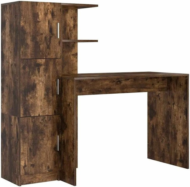 vidaXL Schreibtisch und Highboard Set aus Holzwerkstoff in Räuchereiche Braun - Bild 1