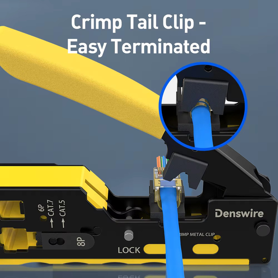 Denswire RJ45 Crimpzange für Cat8/7/6A/6/5E 8P 6P RJ11 RJ45 Steckverbinder Ethernet-Crimping-Werkzeug für LAN und Ethernet - Bild 3