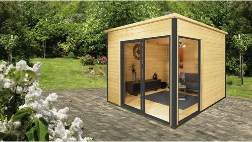 WOLFF FINNHAUS Gartenhaus Starla 3232 44 aus Holz in Beige, B/H/T: 320 x 239 x 320 cm - Bild 1