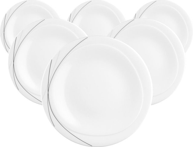 Seltmann Weiden Frühstücksteller Trio Highline aus Porzellan, Weiß, Durchmesser: 23 cm, 6er Set - Bild 1