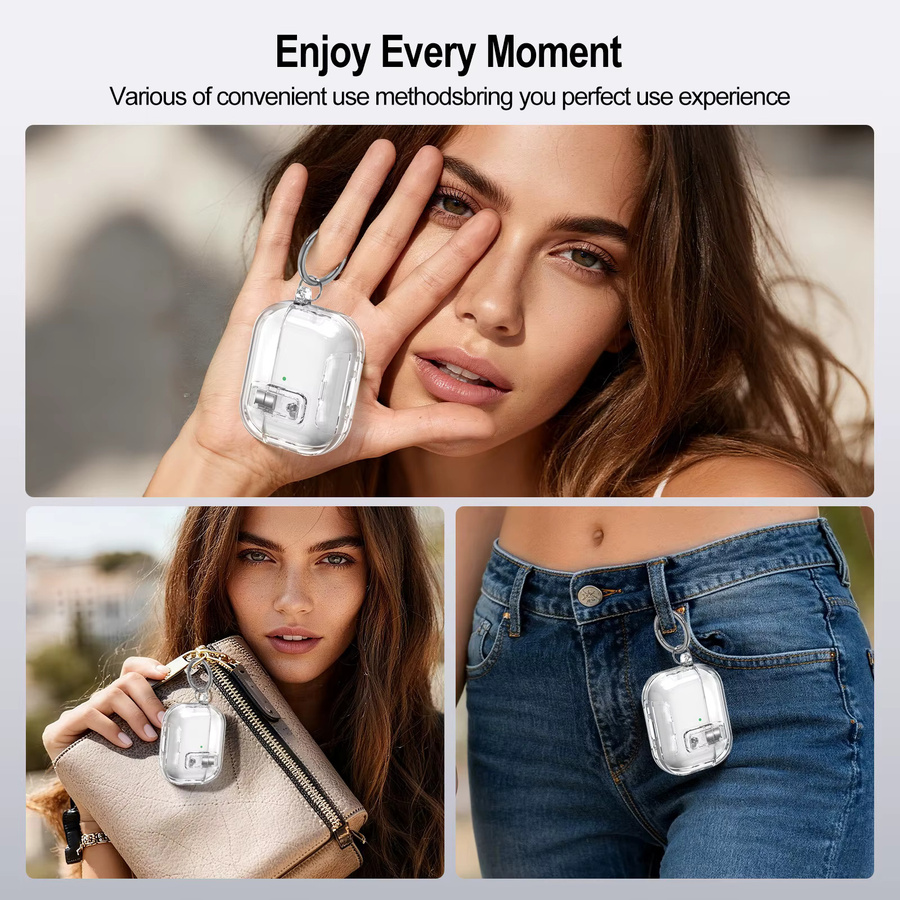 Transparente TPU-Schutzhülle für Apple AirPods Pro 2, AirPods 3 und AirPods 4 inklusive Schlüsselanhänger - Bild 4