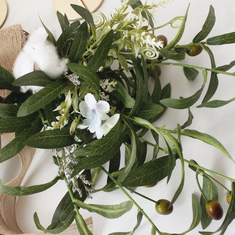 Tooarts Künstliche Olivenzweige und Baumwollkranz in Beige und Grün als Dekorative Blumen für Hochzeit und Landhaus-Stil - Bild 6