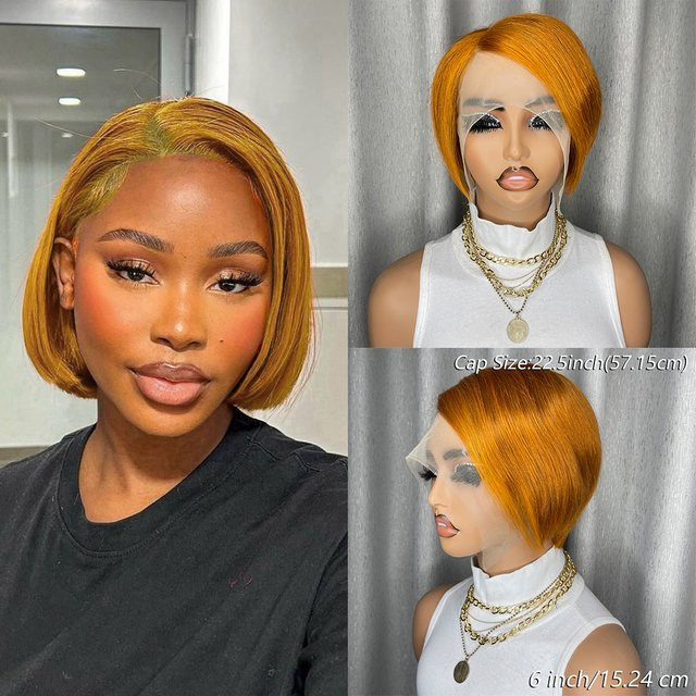 OYM HAIR Echthaar-Perücke, Pixie-Schnitt, Spitzenfront, Damen - Bild 1