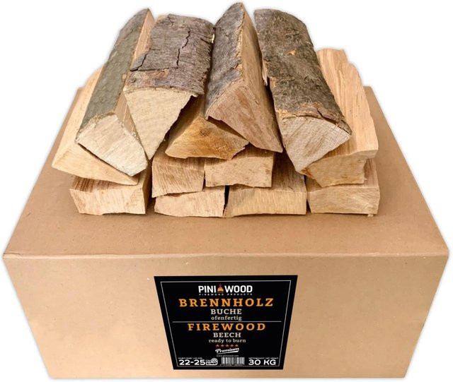 PINI Brennholz Buche ofenfertig 30 kg mit ca. 25 cm Länge für Kamin, Grill und Feuerschale - Bild 1