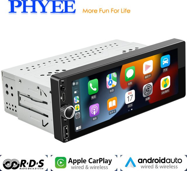 PHYEE F6021 Autoradio mit 6,86 Zoll Touchscreen, CarPlay, Android Auto, Bluetooth und MP5-Player in Schwarz - Bild 1