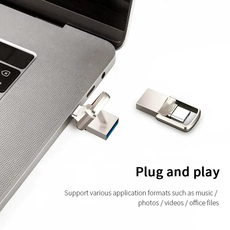 Lenovo USB-Flash-Laufwerk mit 2TB Kapazität, USB 3.2 Typ-C und Micro-USB Schnittstelle, Metall-Pendrive in Silber und Weiß - Bild 4