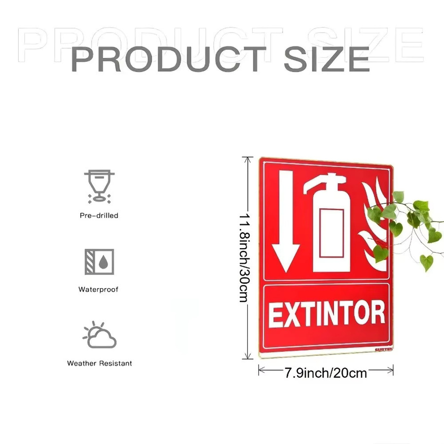 CIFBUY Feuerlöscher-Schild aus Aluminium in Rot, B/H: 20 x 30 cm - Bild 3