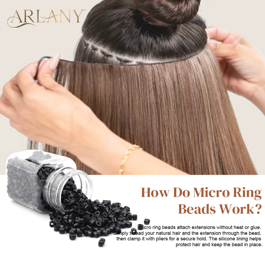 ARLANY Silikonperlen für I-Tip-Haarverlängerung, 4 mm, 1000 Stück - Bild 4