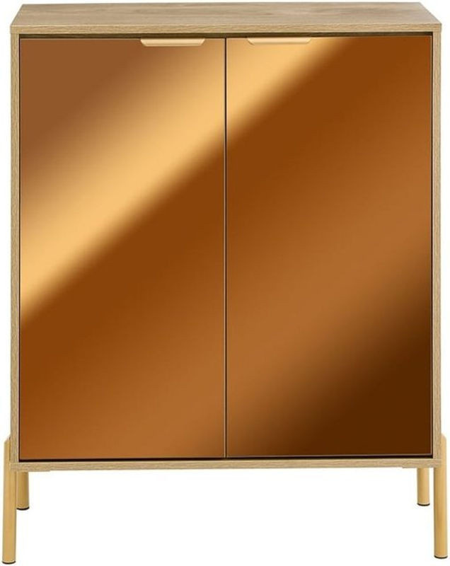 SoBuy Schuhschrank Modern mit 2 Drehtüren aus Glas in Gold, B/T/H: 83 x 38 x 100 cm - Bild 1