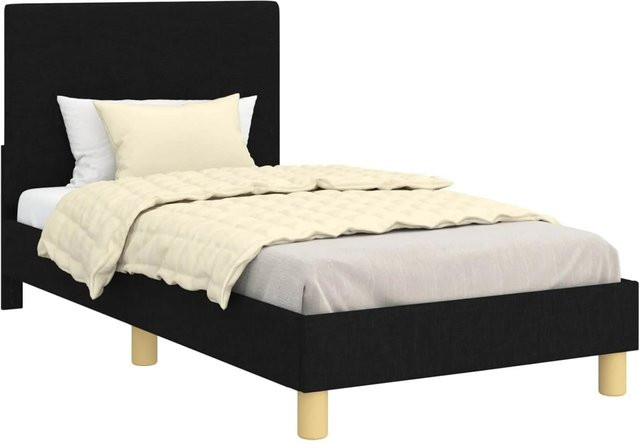 vidaXL Kinderbettgestell mit Kopfteil und Seitenfächern in Schwarz, B/T/H: 168 x 80 x 84 cm - Bild 1