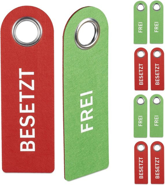 Relaxdays Türschild Besetzt Frei 10er Set wendbar in Rot und Grün B/H/T: 27 x 8,5 x 0,5 cm - Bild 1