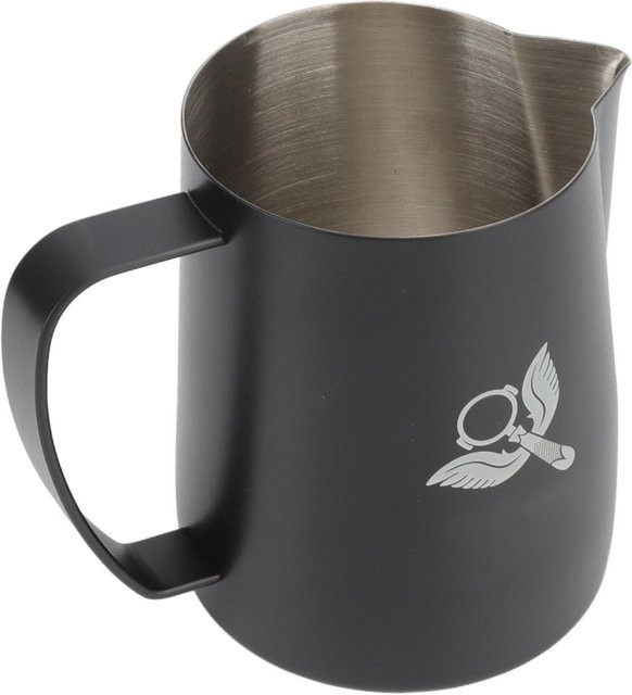 KaiSai Milchkännchen aus Edelstahl mit Spritzschutz und Griff, Schwarz, 600 ml - Bild 1