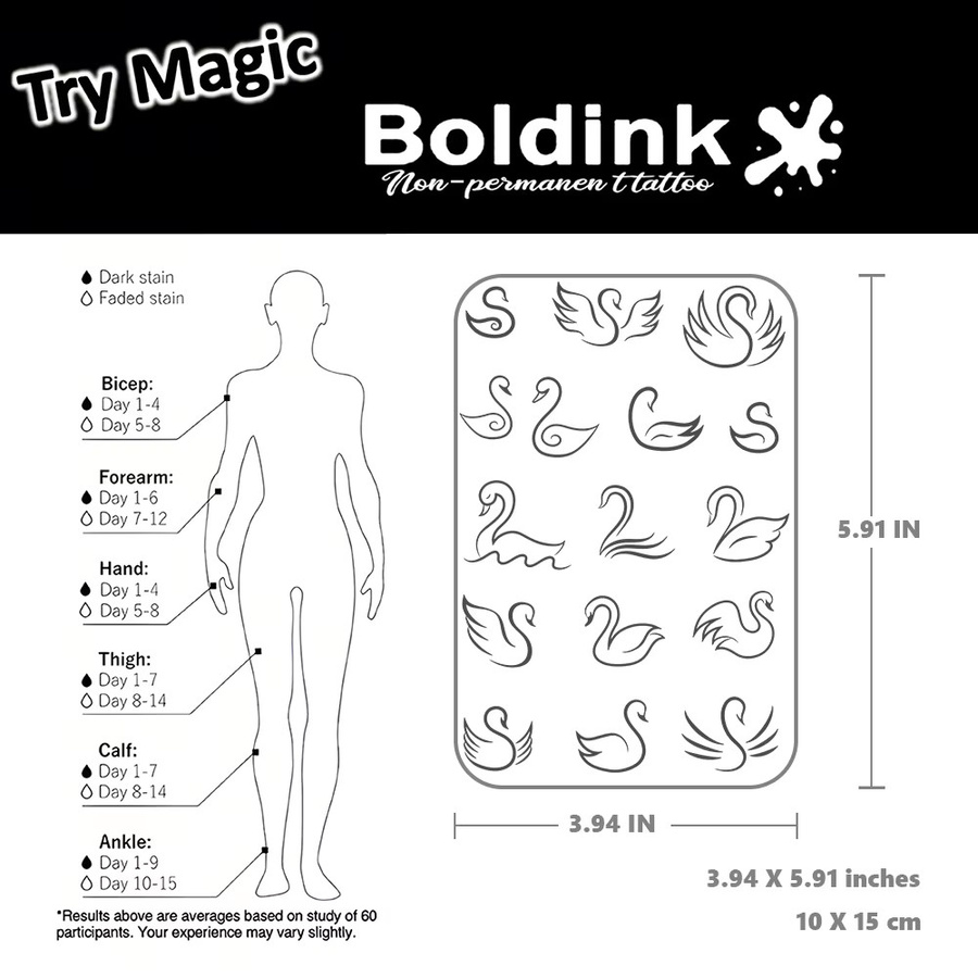 BOLDINK Tattoo-Aufkleber Schwanenmotiv, Unisex - Bild 3