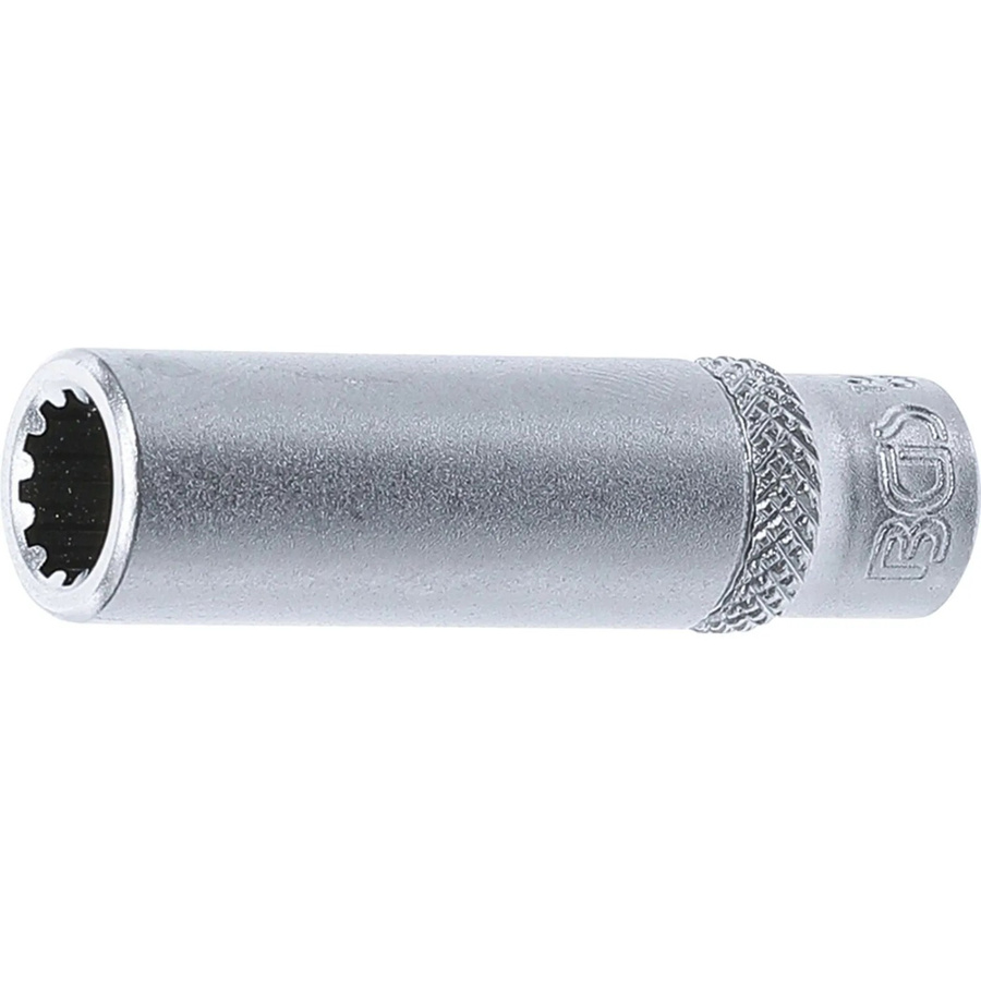 BGS Steckschlüssel-Einsatz Gear Lock tief 10158, Antrieb Innenvierkant 1/4 Zoll, SW 8 mm, silber - Bild 2