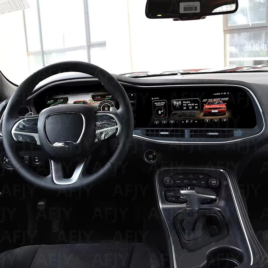 YANFU Digitaler Kilometerzähler mit 12,3 Zoll Bildschirm für Dodge Challenger SRT Hellcat 2010-2023, Android CarPlay mit GPS Navi, Schwarz - Bild 4