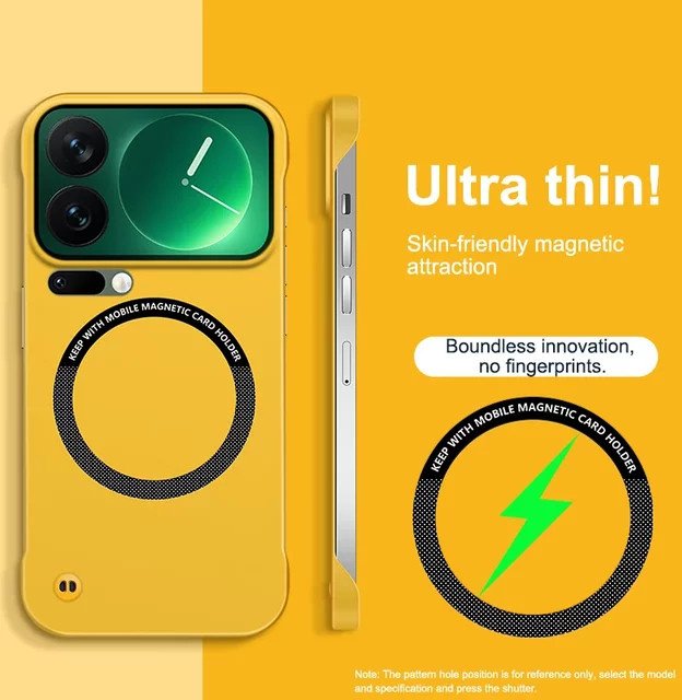 Ultradünne magnetische MagSafe Handyhülle aus Hart-PC für Xiaomi 15 14 13T Pro Ultra POCO X7 X6 Pro in Orange - Bild 1