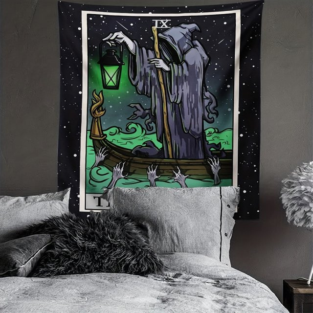 VIKAMA Vintage Tarot-Karten-Tapisserie, böhmischer Wandbehang aus Stoff in Multicolour, Breite: 40 cm, Höhe: 60 cm - Bild 1