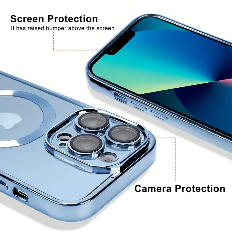 Transparente Kristall-Magnet-Handyhülle für Apple iPhone 16, 15, 14, 13, 12, 11 Pro Max mit kabellosem Laden, klare weiche Schutzhülle - Bild 3