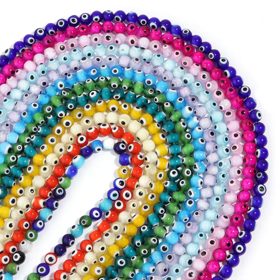 Glasperlen, Evil-Eye, bunt, rund, 4/6/8/10 mm, Unisex - Bild 5