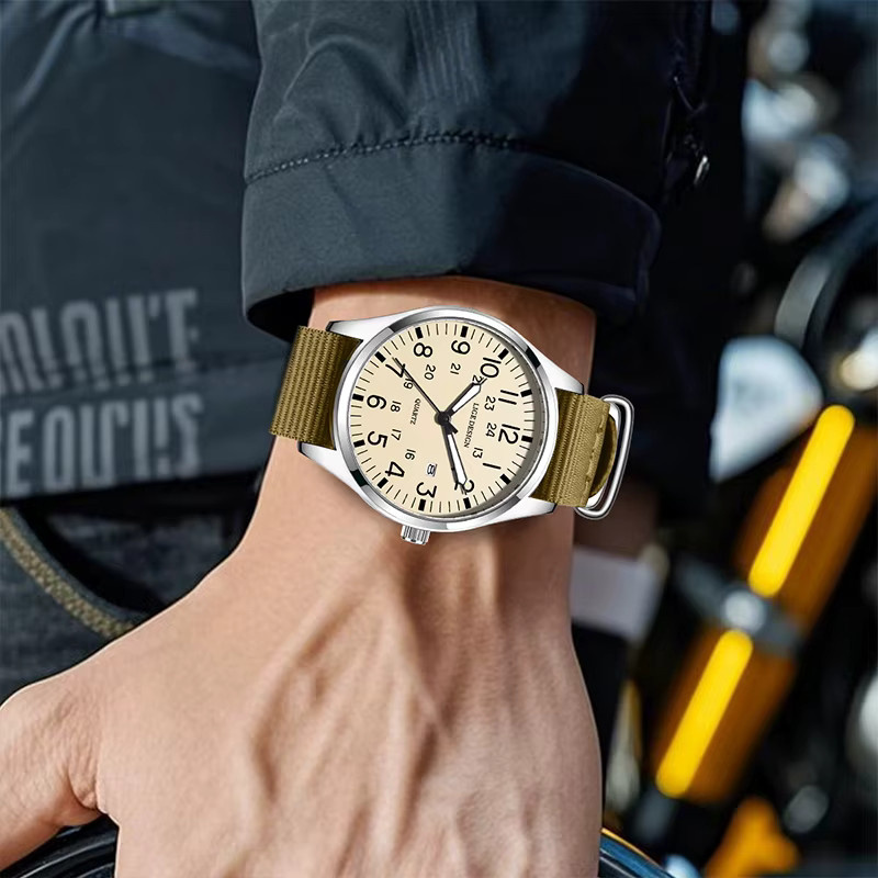 LIGE Armbanduhr, Quarz, Textil/NATO, Weiß, Schwarz, Herren - Bild 5