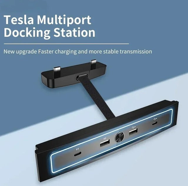 YouGallop USB-C Dockingstation Erweiterungsadapter für Tesla Model 3 und Model Y, Intelligenter USB-Hub Mittelkonsolen-Adapter Schnellladegerät, Schwarz - Bild 1