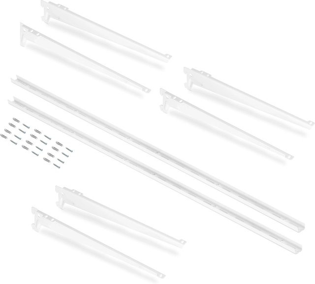 Emuca Jagmet Set für 3 Regale mit Konsolen und Wandhalterungen aus Stahl in Weiß lackiert, Länge: 280 mm - Bild 1
