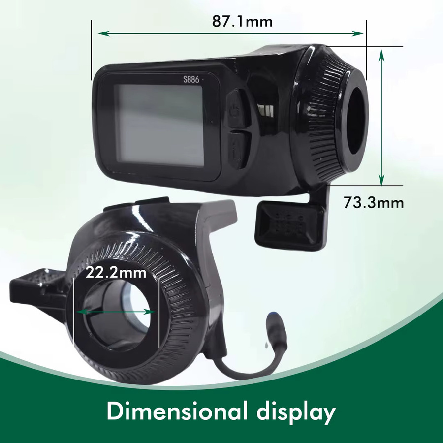 Mcezdy UART2 E-Bike LCD S886 Farbiges Display mit USB-Anschluss und wasserdichtem SM-Stecker, Schwarz - Bild 5