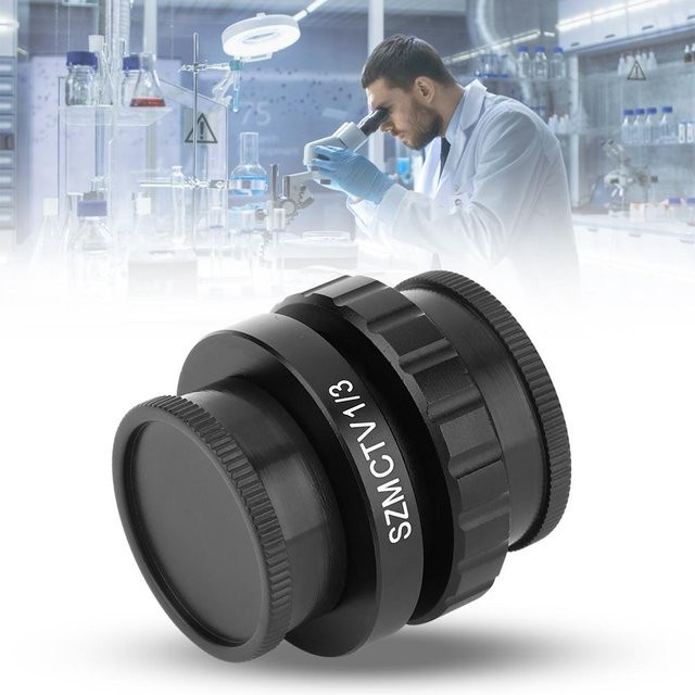 SZMCTV C-Mount Objektivadapter für trinokulares Stereomikroskop und Videokamera, Grau - Bild 1