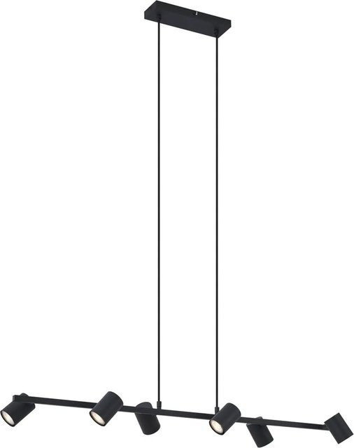 QAZQA Moderne Hängelampe Jeana Straight in Schwarz aus Metall mit 6 Leuchten und höhenverstellbarer Aufhängung - Bild 1