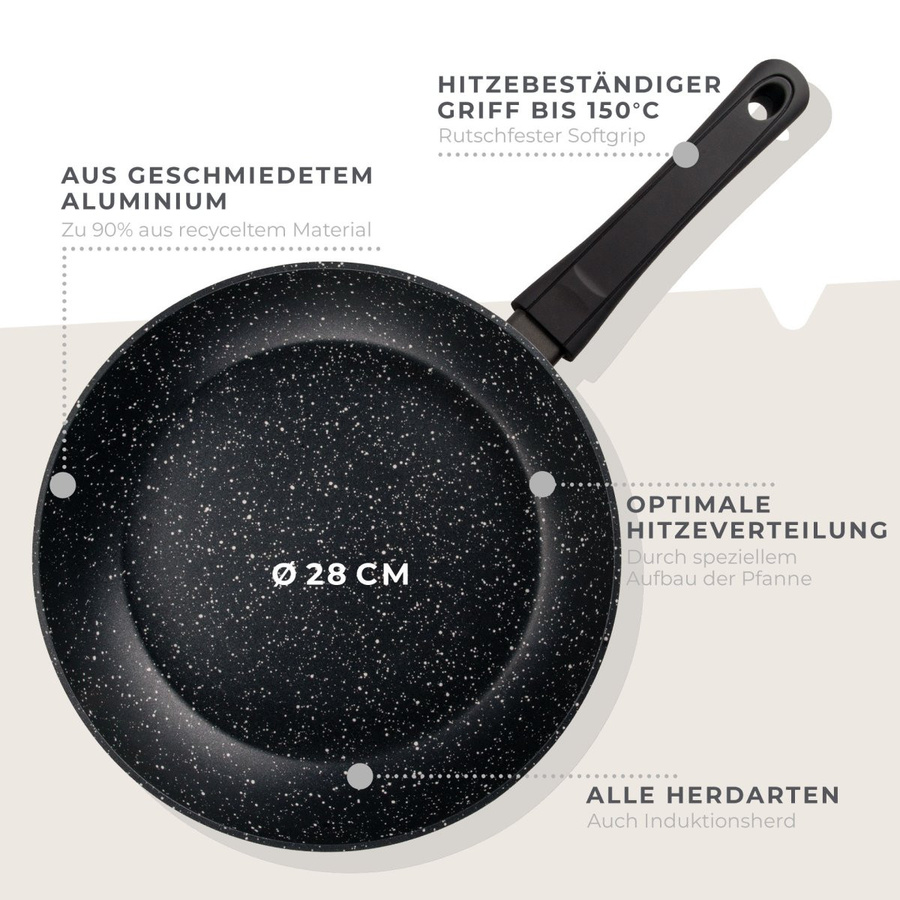 Fackelmann Antihaft-Pfanne Marble aus Aluminium in Anthrazit und Schwarz, Durchmesser: 28 cm - Bild 2