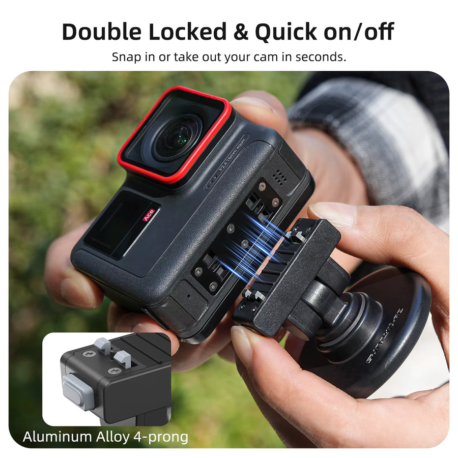 Insta360 Magnetische Adapterhalterung mit Saugnapf in Schwarz für Insta360 X4, X3, Ace Pro und Ace – Verstellbare Halterung für Auto, Radfahren und Vlogging - Bild 2