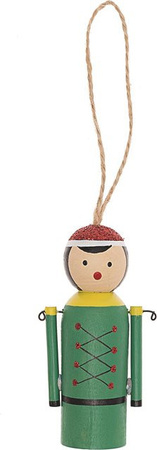 Rico Design Holzhänger Nussknacker rot für Adventskranz und Christbaum, Maße: 3 x 9 cm