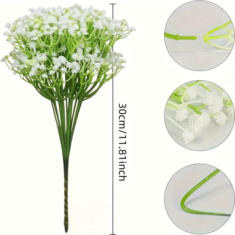 130 Stück künstliche Schleierkraut-Blumen in Weiß als Bouquet für Dekoration und besondere Anlässe wie Valentinstag oder Hochzeiten - Bild 4