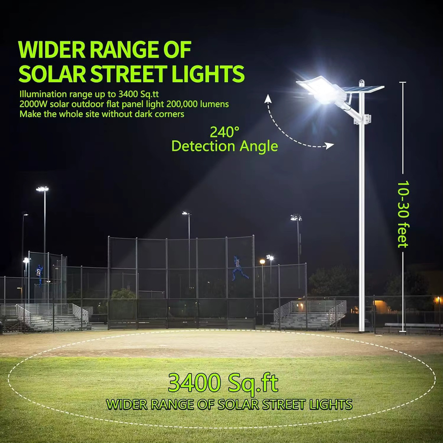 YQCHEZI Solar-Straßenlaterne für den Außenbereich, 5000 W Solar-Flutlicht in Weiß mit Dämmerungssensor für Garten, Hof und Parkplatz - Bild 4