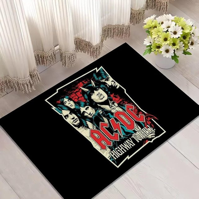 Rutschfester ACDC Teppich in Schwarz für Schlafzimmer, Küche oder Bad, B/B: 80 x 120 cm - Bild 1