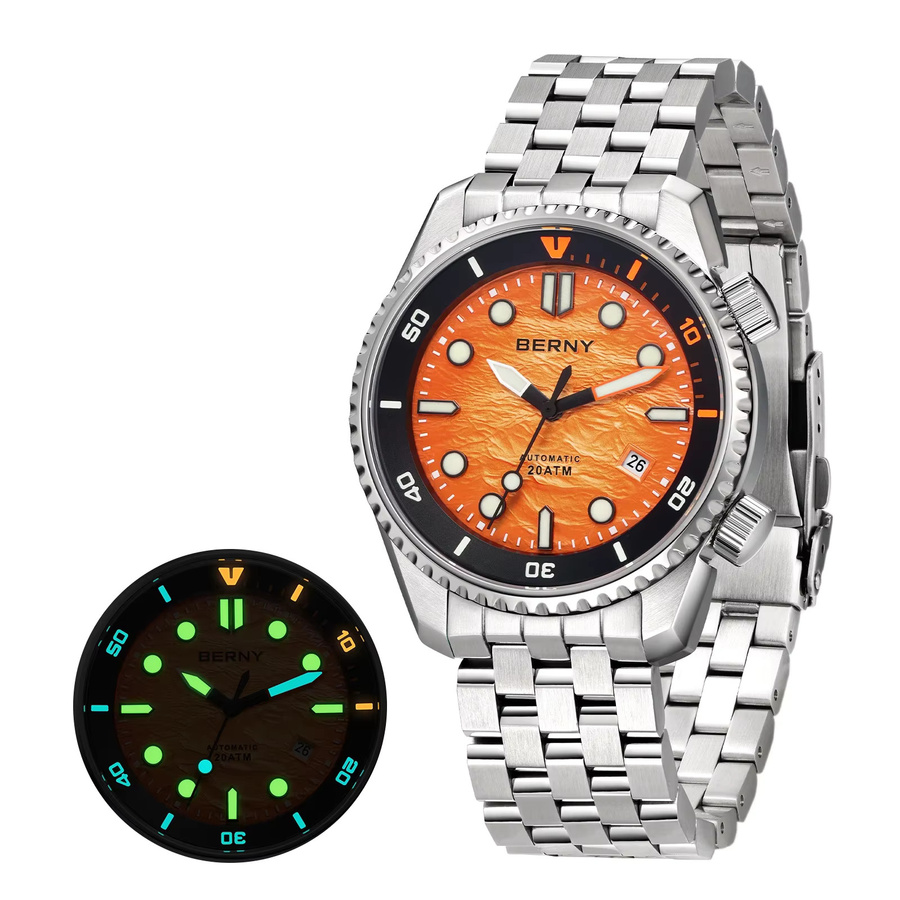 BERNY Automatikuhr, Edelstahl, Saphirglas, 42 mm, Herren - Bild 5