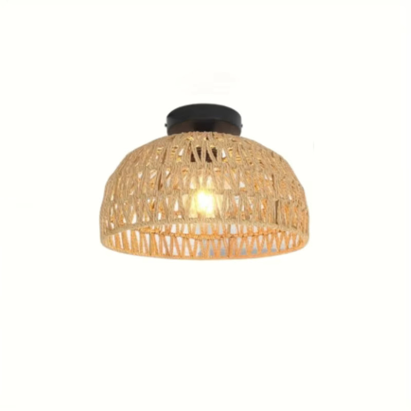 IRALAN Pendelleuchte aus Bambus und Rattan im Boho-Stil, Schwarz, Handgefertigte Deckenlampe für dein Wohnzimmer - Bild 5