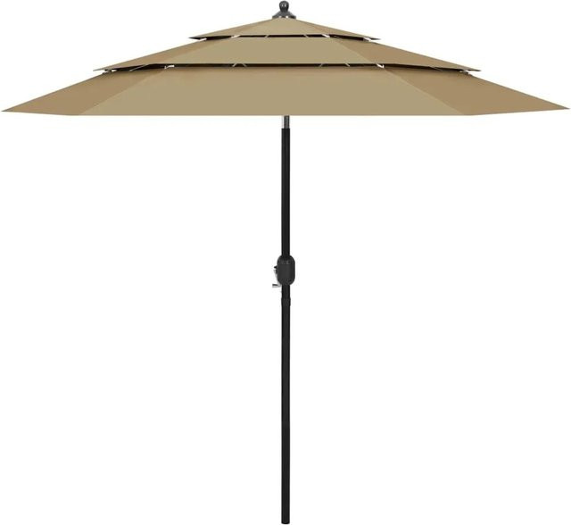 Furnicato Sonnenschirm in Taupe mit Kurbel und Kippfunktion aus Aluminium und Polyester, B/T: 250 x 229 cm - Bild 1