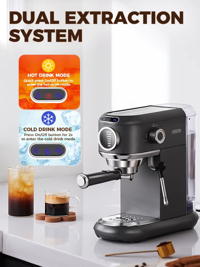 Cafelffe 4-in-1 Kaffeemaschine für Dolce Gusto, Nespresso Kapseln, ESE-Pods und gemahlenes Kaffeepulver mit 19 Bar Druck für heißen und kalten Kaffee - Bild 4