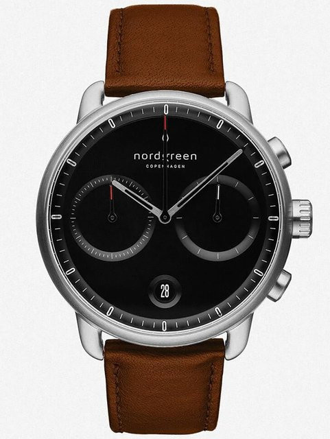 Nordgreen Herrenuhr Pioneer Chronograph, Quarz, Edelstahl, 42 mm, Leder - Bild 1