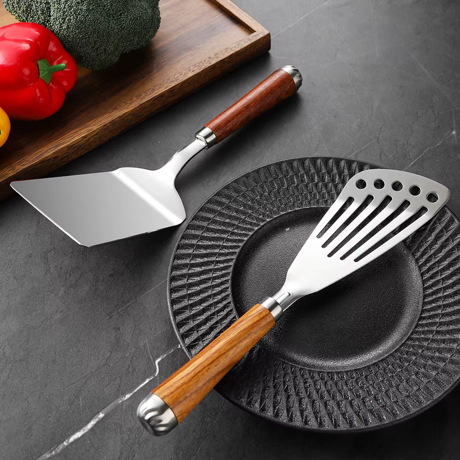 PDQ Spatel aus Edelstahl 304 mit Holzgriff in Silber für professionelle Küche und Heimgebrauch - Bild 3