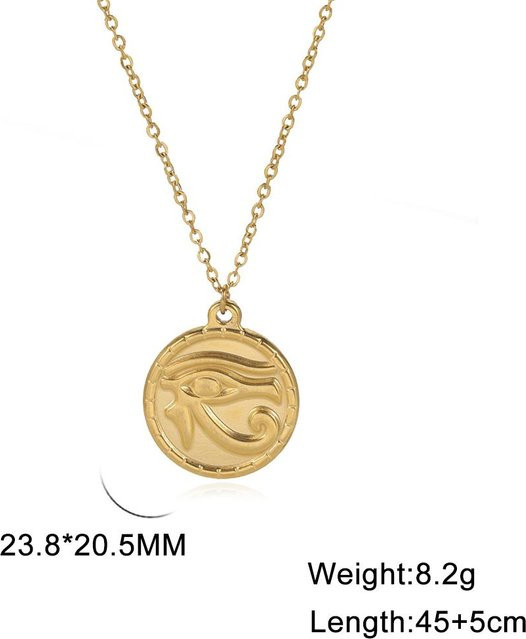 YULIN Anhänger Halskette Auge des Horus Ra Udjat, Edelstahl, Gold, Damen, 45-50cm - Bild 1
